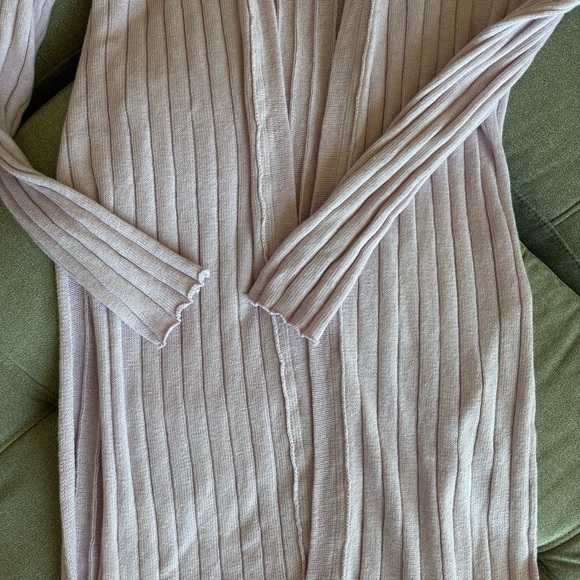 Free People Lavender RIBBY RIB Long Cardigan Open Front Knit Duster Sweater wrap - Picture 6 of 11